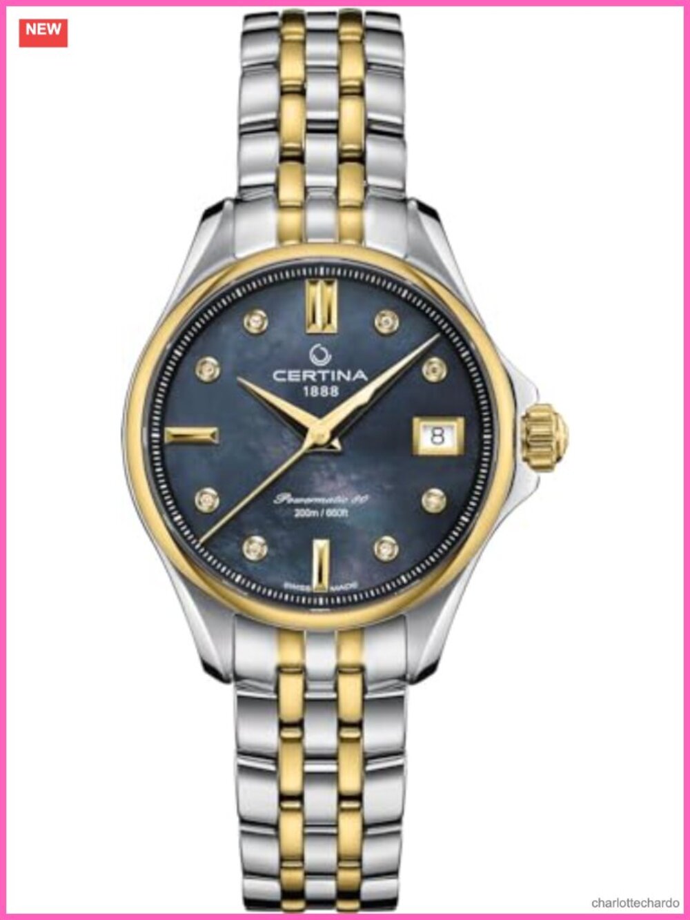 Women's Automatic Stainless Steel Watch Mother of Pearl Dial Diamond Accent
